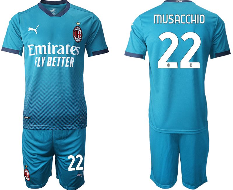 Men 2020-2021 club AC milan away #22 blue Soccer Jerseys1->ac milan jersey->Soccer Club Jersey